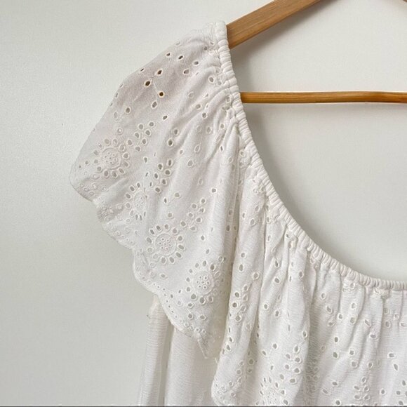 American Eagle One Shoulder Embroidery Eyelet Top Blouse, Sz M - Picture 3 of 9